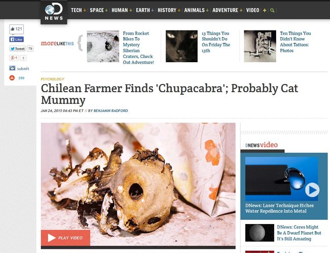 Discovery Channel desvirtúa que restos encontrados en El Palqui sean de un ”chupacabras”