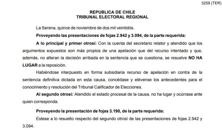 TER rechaza Recurso de Reposición de Claudio Rentería y envía apelaciones de ambas partes al TRICEL