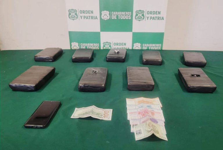 Casi $200 millones en cocaína fueron decomisados por  Carabineros en fiscalización carretera