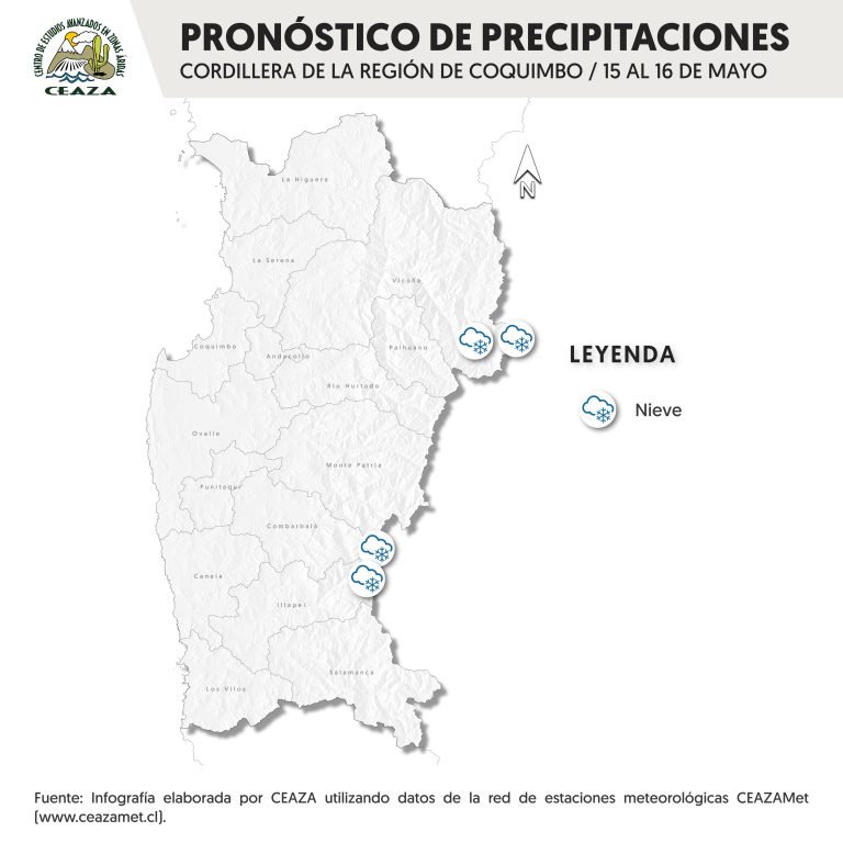 Pronostican precipitaciones de nieve en la cordillera de la región de Coquimbo